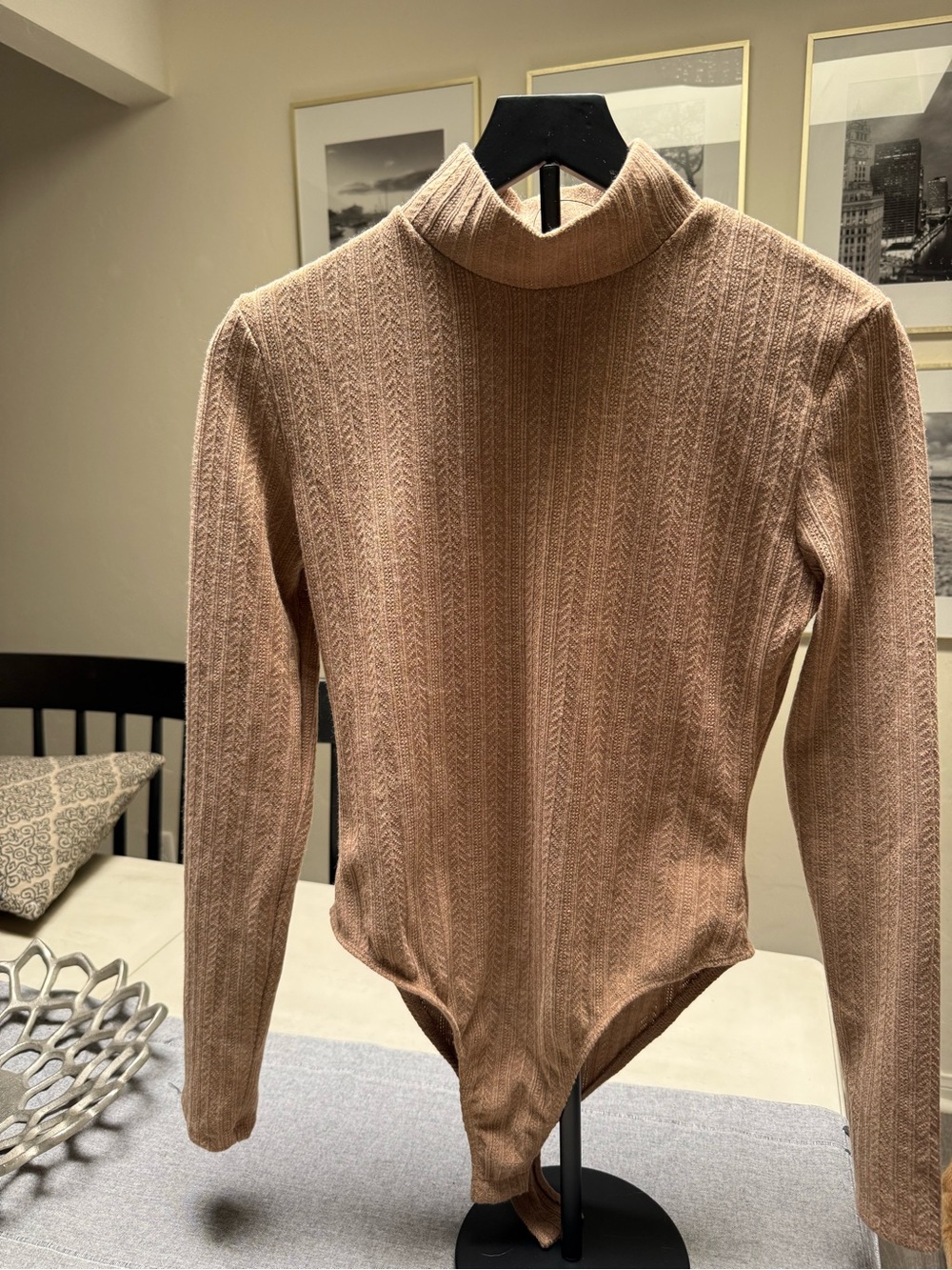 Lulus Darling Inclination Brown Pointelle Long Sleeve Bodysuit - Size L - Picture 6 of 9